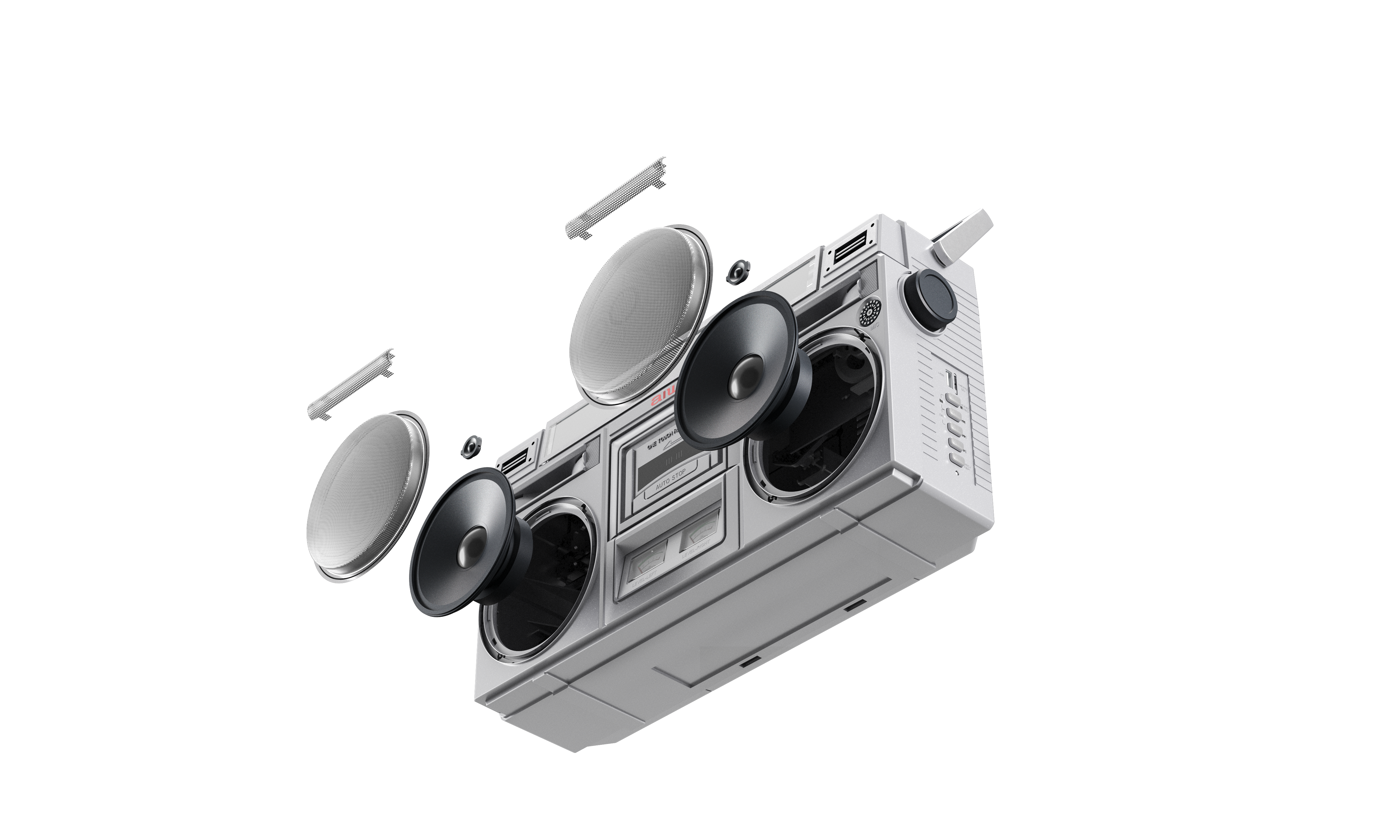 Backtrack Junior Retro Boombox - Silver