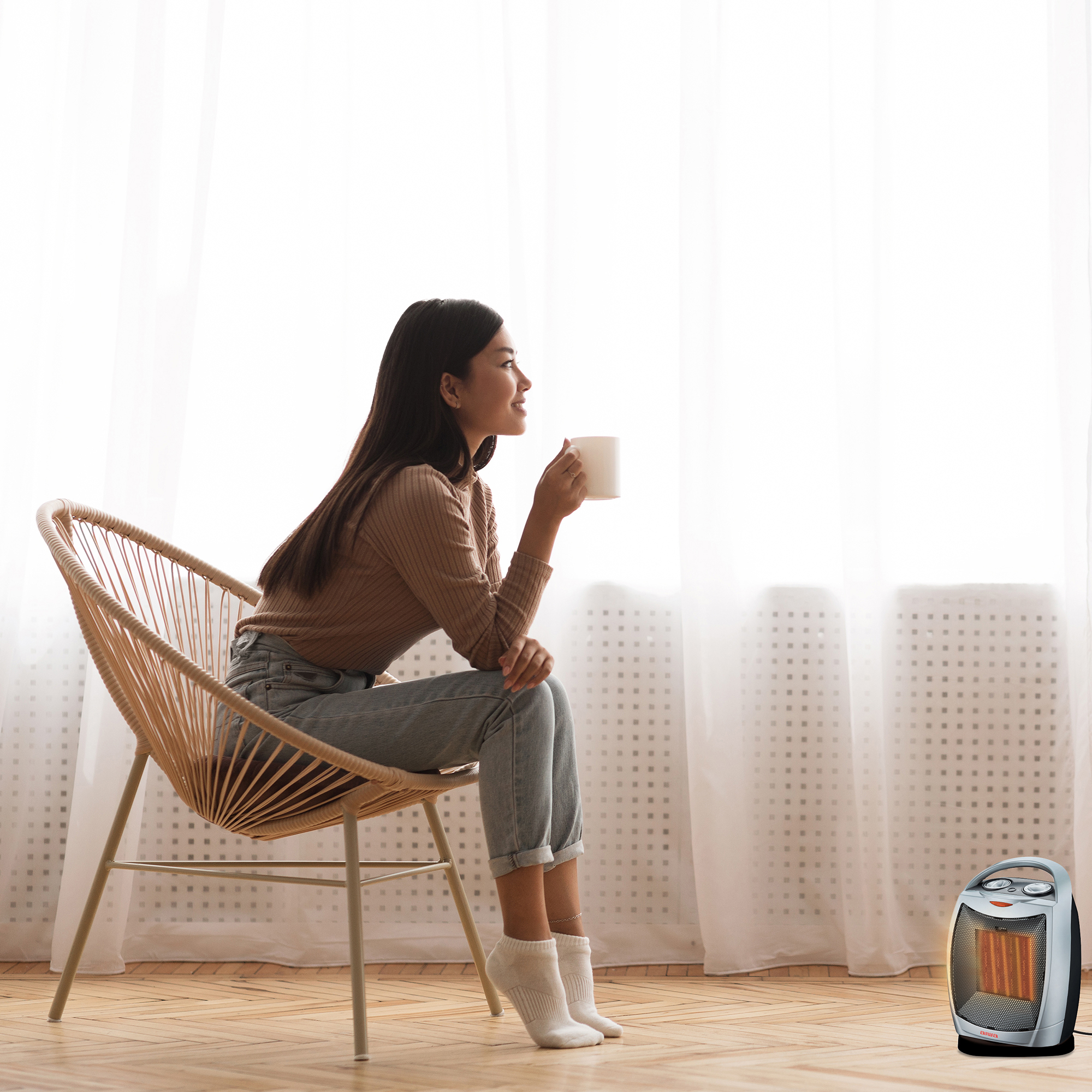 Oscillating Portable Room Heater with Fan Mode