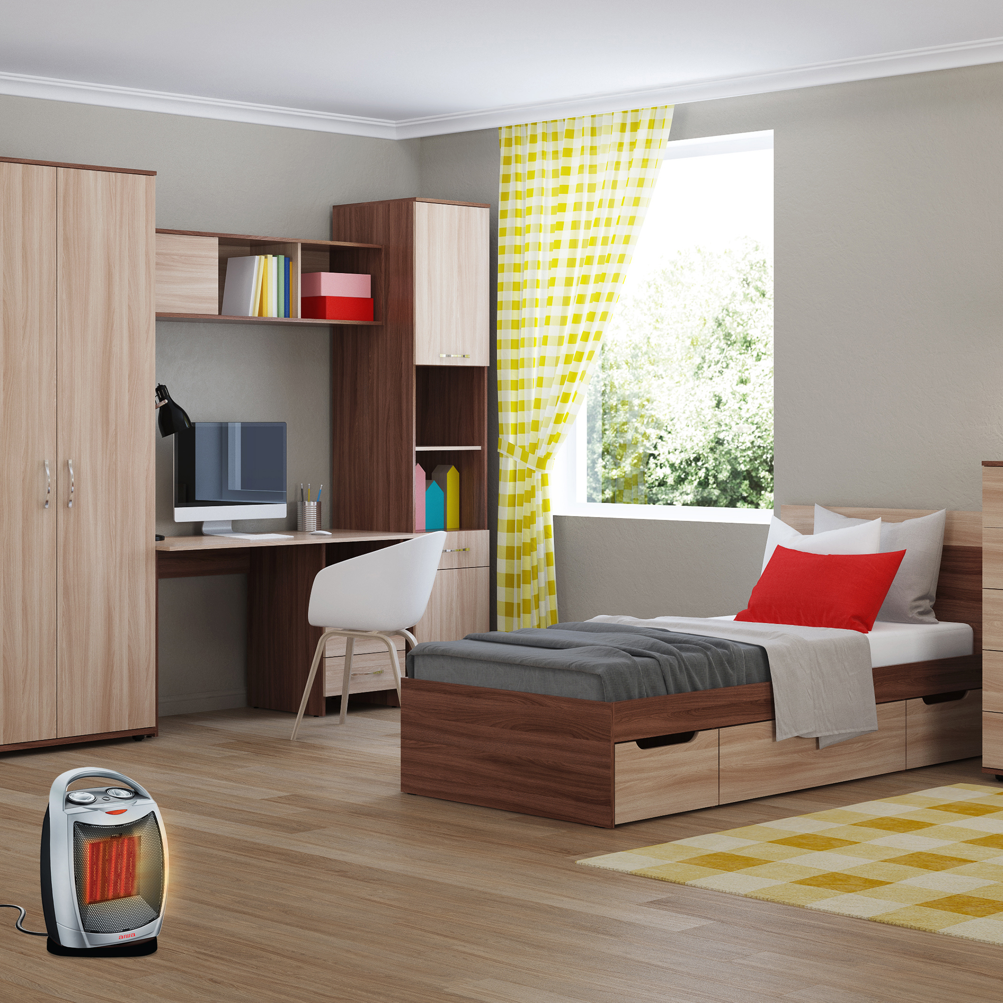 Oscillating Portable Room Heater with Fan Mode