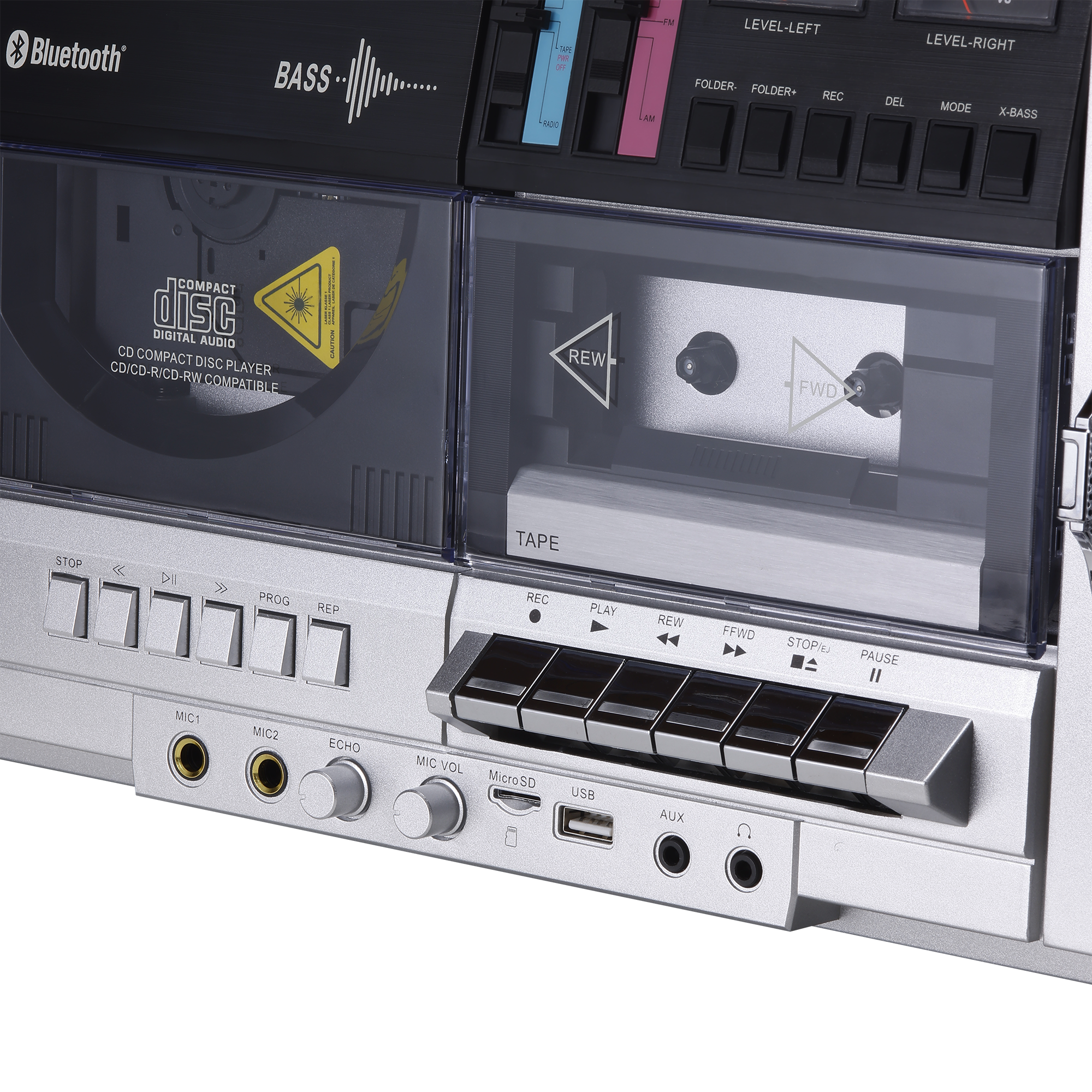 Retro Boombox with Cassette Player