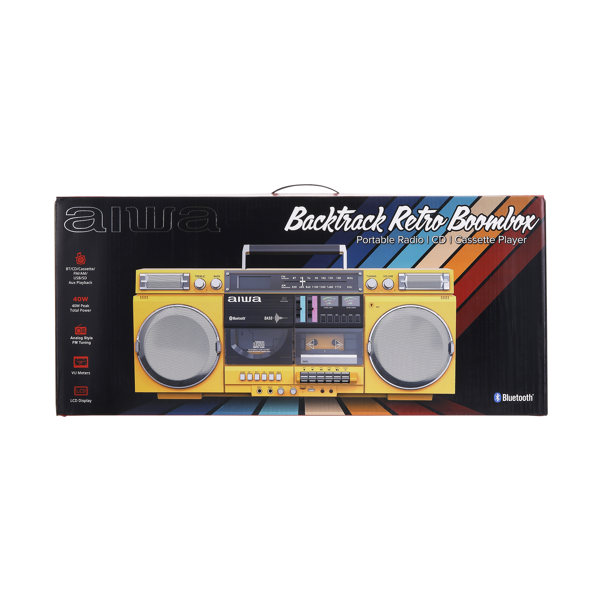 Retro Boombox with Cassette Player