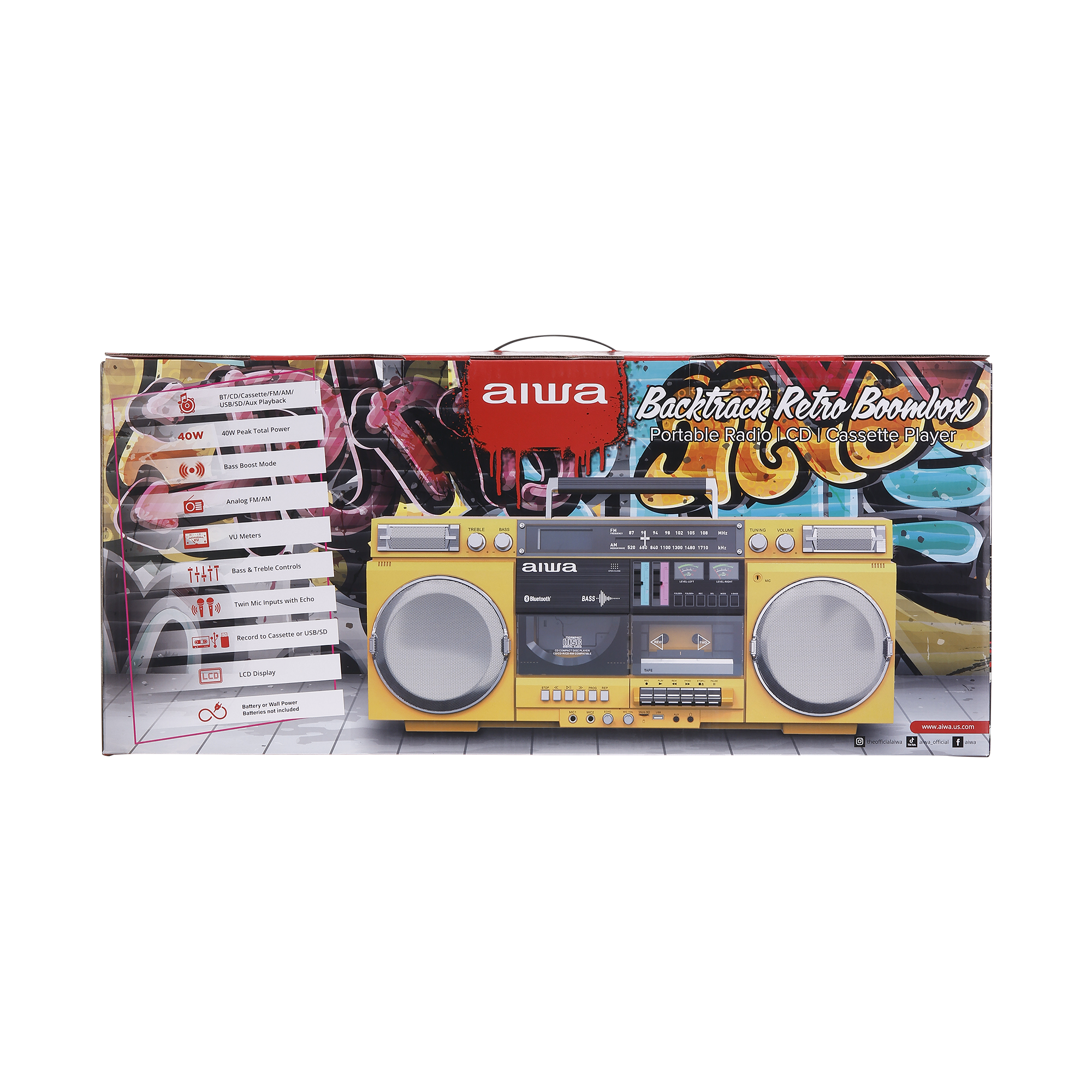 Retro Boombox with Cassette Player
