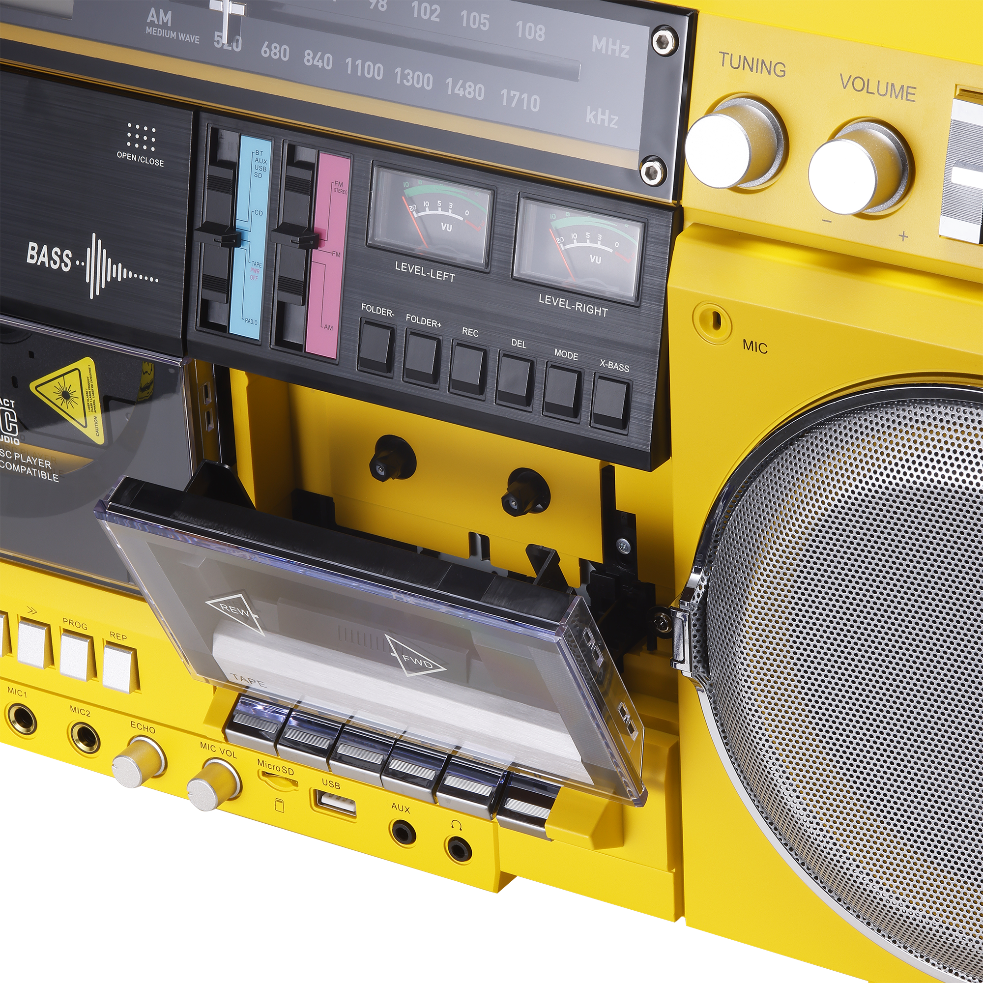 Retro Boombox with Cassette Player