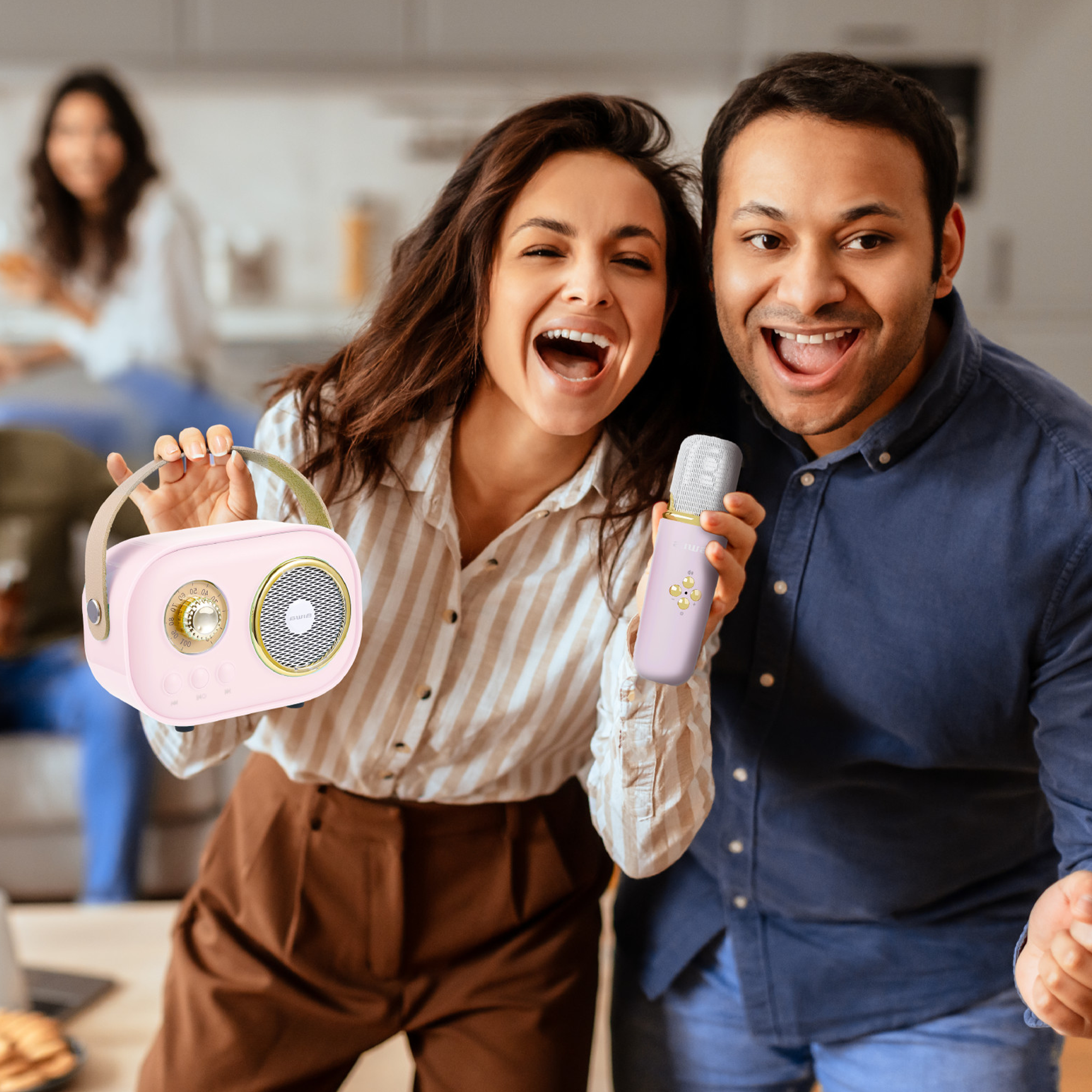 Wireless Light-Up Karaoke Speaker with Two Microphones