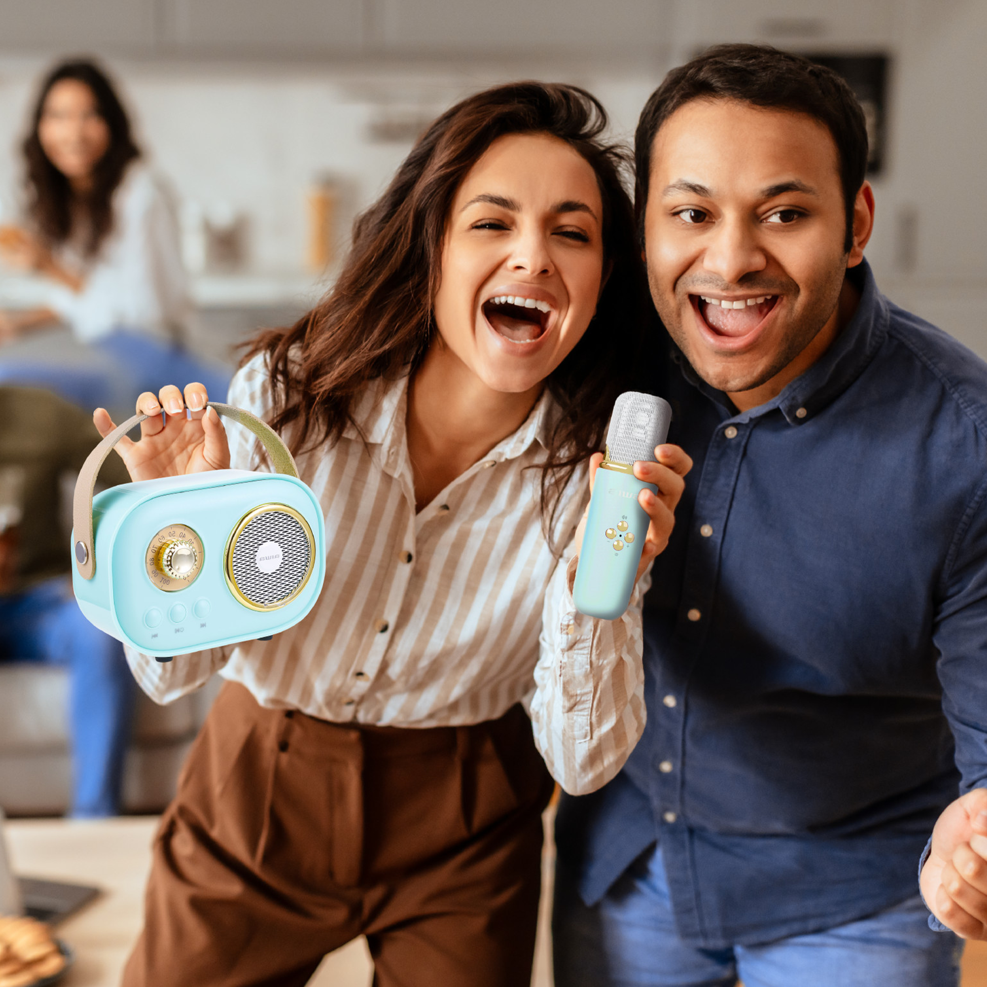 Wireless Light-Up Karaoke Speaker with Two Microphones