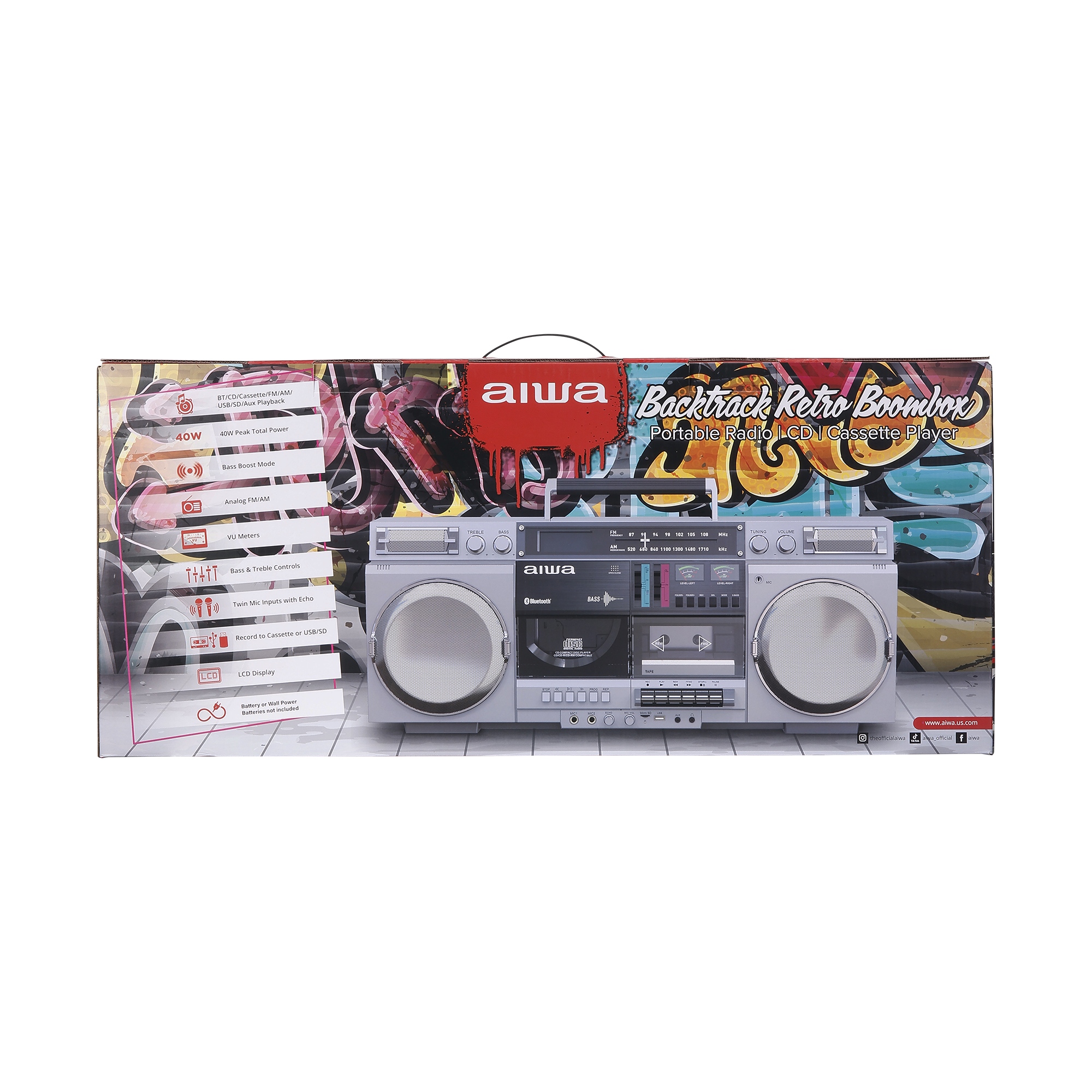 Retro Boombox with Cassette Player