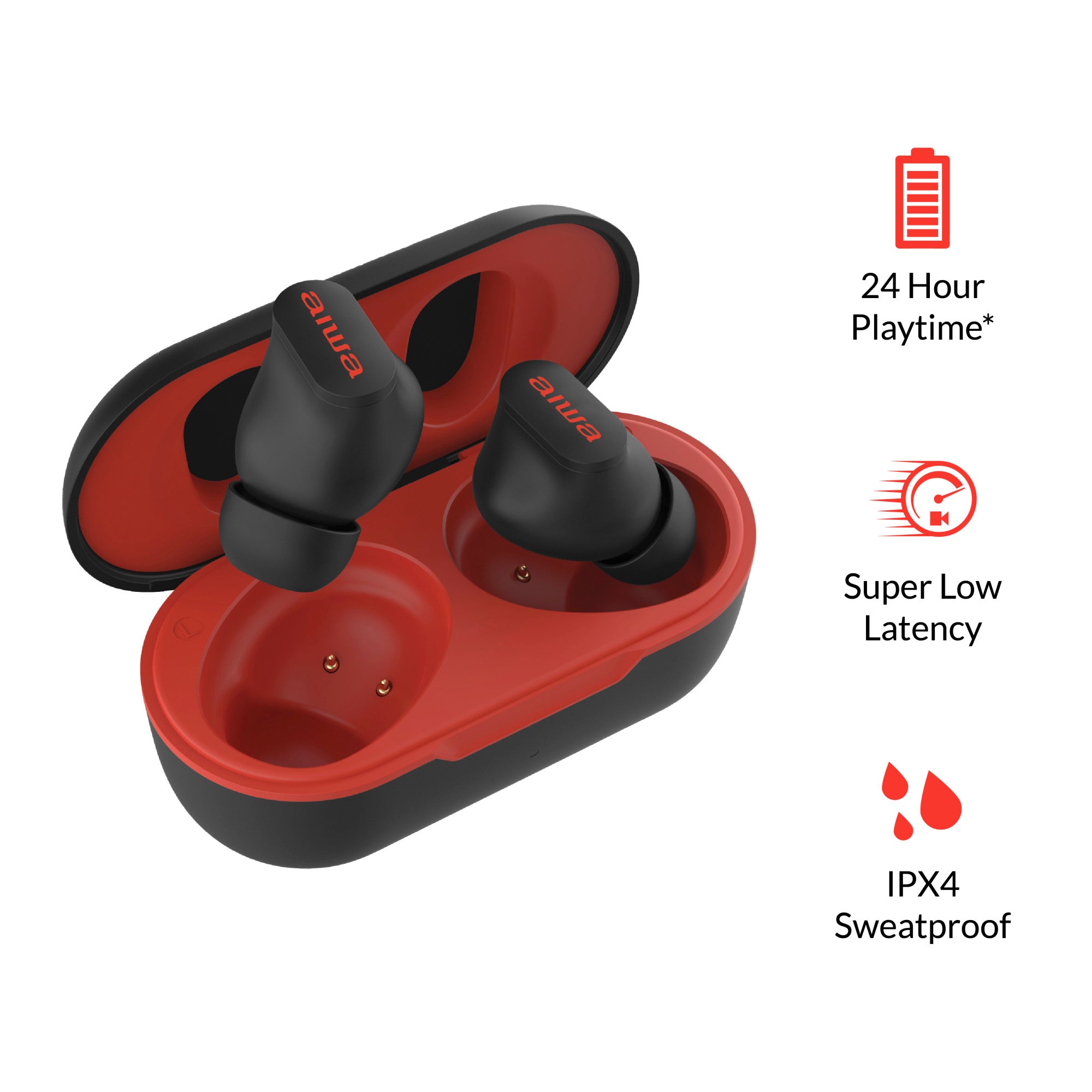 Connect Pro Wireless Earbuds True Wireless Stereo Headphones with Wireless Charging Case, IPX4 Waterproof