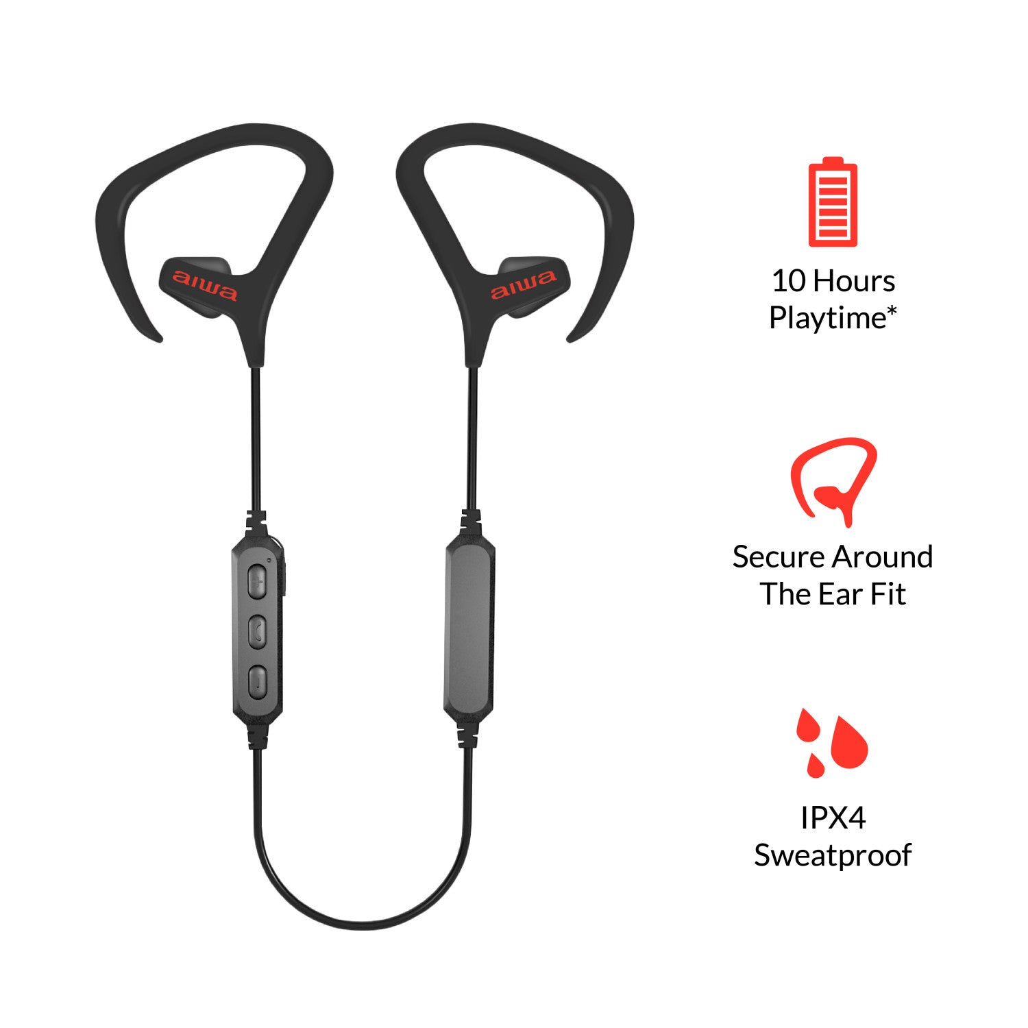 Train in-ear Wireless Earbuds with Sweat and Water Resistance, 10 Hours battery life